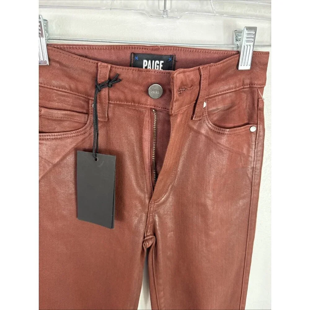 Paige Women's 23 Hoxton Ankle Luxe Coating Jeans Rust‎ Inseam 27.5